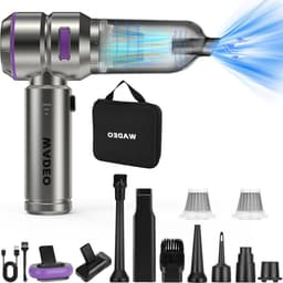 Mini-handstofzuiger accu 18 kPA draadloze autostofzuiger - 35 minuten looptijd - borstelloze motor - 3 snelheden - 210.000 omw/min - stofblazer - pneumatische spray - pc-reinigingsset - krachtige zuigkracht — thumbnail 1