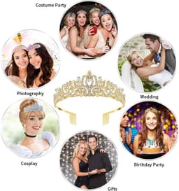 Kristallen kroon met kam voor bruiloft - Tiara voor bridal prinses - Gala bruidsdouche - Eén maat - Metaal waterdiamant — thumbnail 3