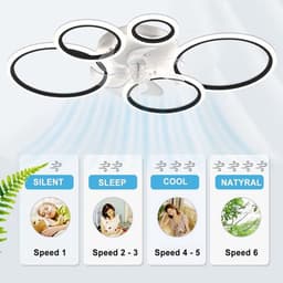 5 Ringen Plafondventilator - Wit - 6 Snelheden - Dimbaar Met Afstandsbediening en APP - Moderne Cirkel Ventilator Licht — thumbnail 2