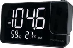 Projectorklokradio - THOMSON - Zwart - FM-radio - Temperatuur - Vochtigheid - Dubbel alarm - USB-C - Voeding 230V — thumbnail 4