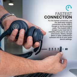 JLab Go Work Headset met Microfoon - Bluetooth - PC Headset Voor Laptop en Computer - 55 uur batterij - USB C aansluiting - Dongle - Draadloze Koptelefoon — thumbnail 3