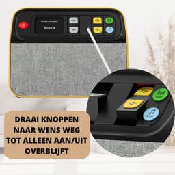Dementie Radio - DAB+/FM/USB - Makkelijke Bediening - Geschikt als Senioren Radio - Aanpasbaar Bedieningspaneel tot 1 Knop - Geel — thumbnail 5