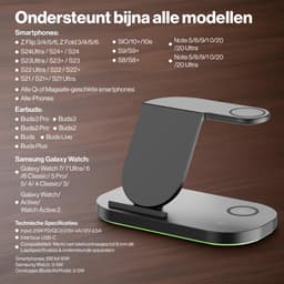 iCharge Samsungs Pro Edition 2.0 - Draadloze Oplader - 3-in-1 Design - Smartphone - Smartwatch - Oordopjes - Gratis Ultra Adapter - Zwart — thumbnail 5