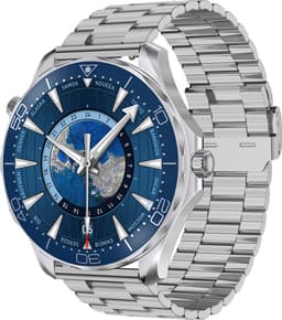 WizBay Premium Select® 1.53 inch HD TFT - Bluetooth Bellen - Message - Dynamic Hartslag & Slaap Monitor - Bloeddruk & Bloedzuurstofmeting - 100+ Sport Modi - 400mAh - Wireless Laden - Zilveren Case - RVS Zilver Band met Extra Blauwe TPU Band — thumbnail 1