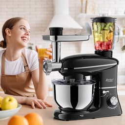 3 In 1 Keukenmachine - Keukenrobot - 1500W - Foodprocessor Met Blender, Vleesmolen, Garde, Deeghaak, Menghaak - 5,5 Liter - Zwart — thumbnail 5
