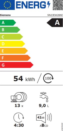 Siemens Sn23ew28ae Variospeed Plus Vaatwasser - Vrijstaand 13 Couverts 42 Db(a) — thumbnail 2