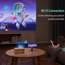 Mrs. Jones Mini-beamer WiFi Bluetooth - draagbare projector Full HD 1080p ondersteuning videoprojector voor film compatibel met pc-Fire Stick-iOS-Smarphone ideaal voor het hele gezin . — thumbnail 3