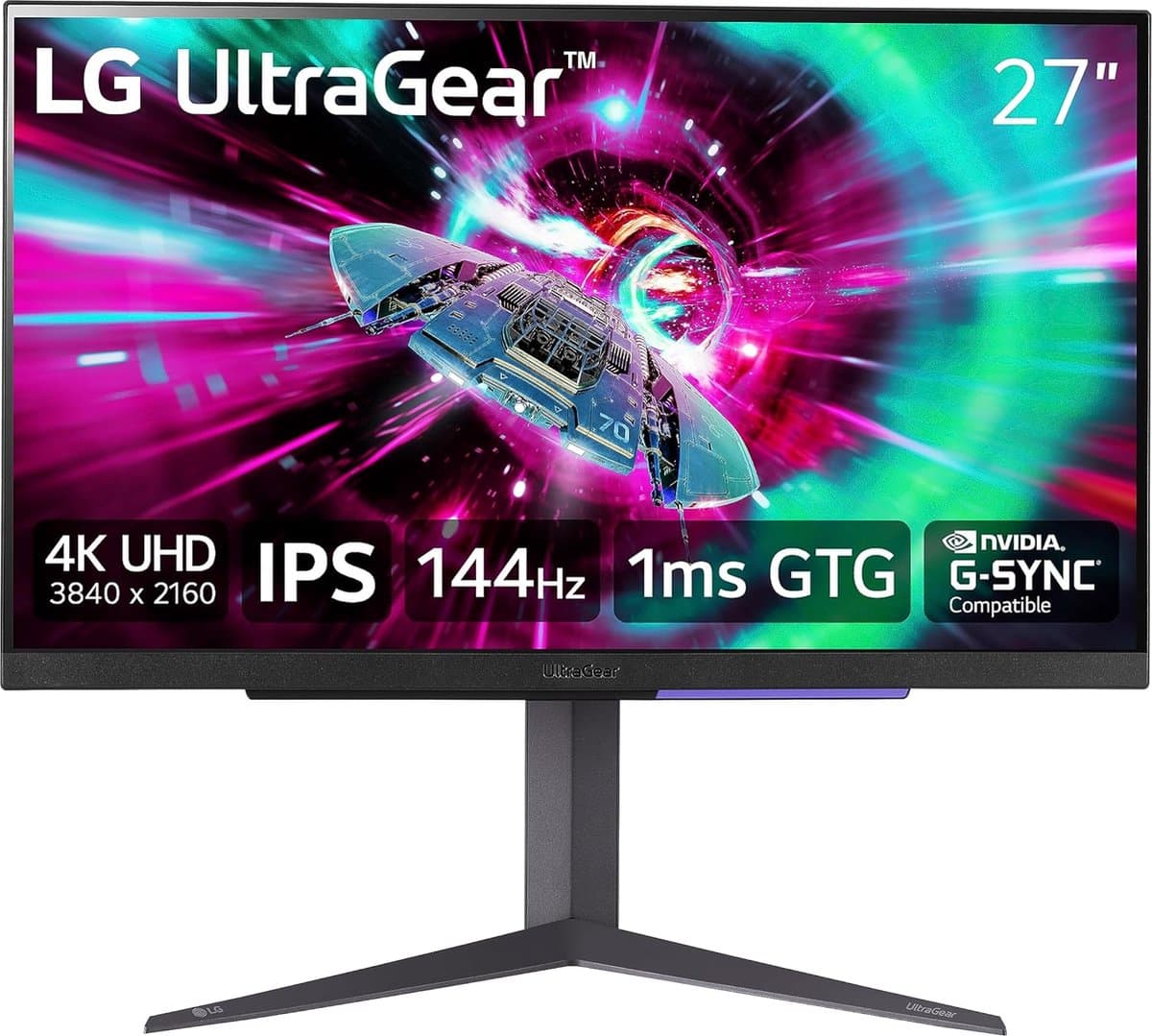 LG UltraGear 27GR93U-B - 4K IPS Gaming Monitor - 144hz - HDMI 2.1 - 27 inch — afbeelding 1