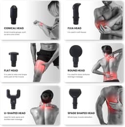 Spiermassagepistool - Herstel Tool - Spierpijn Verlichten - 30 Snelheden 6 Koppen - 10x28x23cm - Carbon Zwart — thumbnail 5