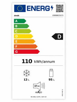 dmdk dkb1 energiezuinige vrijstaande retro tafelmodel koelkast met vriesvak mat zwart - 5 jaar garantie — thumbnail 2