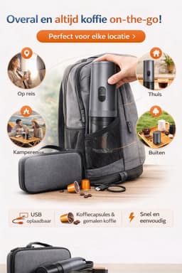 Yemtech® Draagbare Espressomachine – 3 in 1 Elektrische Draagbare Koffiemachine - ong. 100 ml - Espresso machine - Espressomachine voor Auto Camping Vrachtwagen – Inclusief Draagkoffer — thumbnail 2