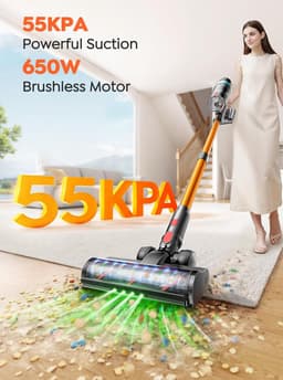 Draadloze Steelstofzuiger - Krachtige Stofzuiger - Huisdieren Haar Verwijderen - Aromafunctie Anti-Klit - 65 Min Batterij - Oranje — thumbnail 4