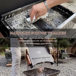 Homavo opvouwbare houtskoolgrill, 38,15 x 20,95 cm, compacte houtskoolbarbecue voor buiten, geschikt voor kamperen, picknicken en tuin, voor 1-4 personen. — thumbnail 4