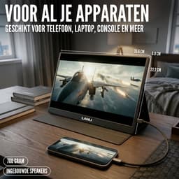 Portable Monitor Flex 15.6" QHD - 100% sRGB Draagbare monitor met USB-C & HDMI - Extra scherm laptop - Plug & Play - Incl. Beschermhoes — thumbnail 3