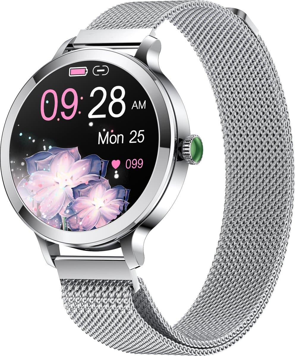 Evy24 Smartwatch Dames 38mm - AMOLED Smartwatch - Bluetooth Bellen - Horloge Dames - Hartslagmeter - Saturatiemeter - Slaapmonitor - 100+ Sportstanden - 5ATM Waterdicht - Geschikt voor iPhone & Android - Zilver — afbeelding 1