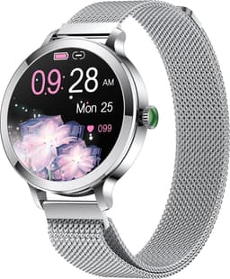 Evy24 Smartwatch Dames 38mm - AMOLED Smartwatch - Bluetooth Bellen - Horloge Dames - Hartslagmeter - Saturatiemeter - Slaapmonitor - 100+ Sportstanden - 5ATM Waterdicht - Geschikt voor iPhone & Android - Zilver — thumbnail 1