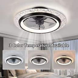 Crystal Ventilator - Ø50 cm - Stille Ventilator – Top Kwaliteit - Energie Zuinig – Met Remote - Dimbaar - APP - Ventilator - 6 Snelheden – Alternatief Voor Airco - Zomer en Winter Stand – Zwarte Ventilator — thumbnail 4