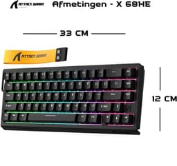 ATTACK SHARK X68 HE - Rapid Trigger - Hall Effect - 8000Hz - 0.01mm RT - Magnetisch Gaming Toetsenbord - RGB - 60% - QWERTY - Wired - Zwart — thumbnail 2