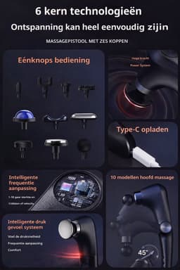 LEXO® - Massage Gun Professioneel - Massage Apparaat - Massageapparaat - Massage Pistool - 10 opzet stukken - Warm & Koud — thumbnail 3