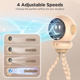 Ventilator - Ventilator Oplaadbaar - Kinderwagenventilator - Clipventilator Voor Baby'S Met 4 Snelheden - Led-Display En Nachtlampje - 360° Draaibare - Voor Autostoeltje, Wieg, Slaapkamer En Op Reis — thumbnail 3
