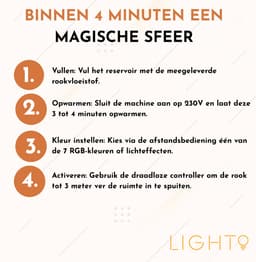 Lighto | Rookmachine met RGB LED | 500W | Inclusief 2x 250ml rookvloeistof & afstandsbediening | 7 kleuren | Zwart — thumbnail 3
