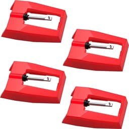 4 stuks - Naald - Platenspeler reservenaald - Premium Platenspeler Naald - universele draaitafelpinnen - Geschikt voor vinylplatenspelers, fonografen - Rood — thumbnail 2