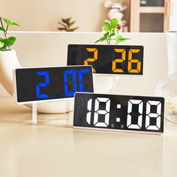longziming -Digitale Wekker met Temperatuur – LED Display – Spraakbediening – Verstelbare Helderheid – Wit/Blauw — thumbnail 3