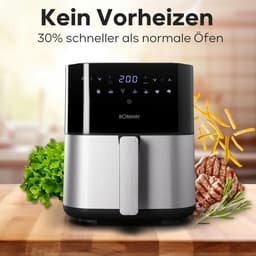 Airfryer 5 Liter met 8 Programma's en LED Display Zwart RVS — thumbnail 2