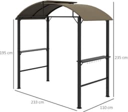 BBQ Overkapping – Barbecue Tent – Grill Schuilplaats – Buitenkeuken Overkapping – Grill Shelter – Zwaar Stalen Frame – Verstelbaar Polyester Dak 1-2,3 m – Khaki Groen — thumbnail 3