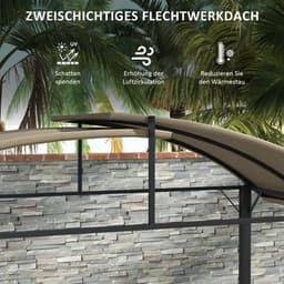 BBQ Overkapping – Barbecue Tent – Grill Schuilplaats – Buitenkeuken Overkapping – Grill Shelter – Zwaar Stalen Frame – Verstelbaar Polyester Dak 1-2,3 m – Khaki Groen — thumbnail 4