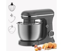 Deliqa keukenmixer - luxe deegmachine - 1500 w - 5 Liter - deegmachine met spatbescherming - RVS - 6 versnellingen