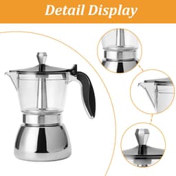 longziming -Moka Pot 4 Kopjes – Espresso Zetapparaat voor Op het Fornuis – Premium Italiaanse Koffiepercolator — thumbnail 3