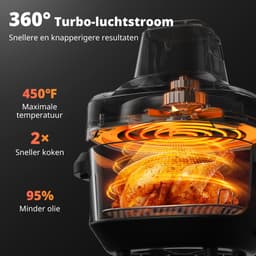 AIRMSEN Airfryer - Met Dubbele Glazen Mand (4.5L + 1.2L) - 1500W - 4 Programma's - BPA-vrij - Zwart — thumbnail 3