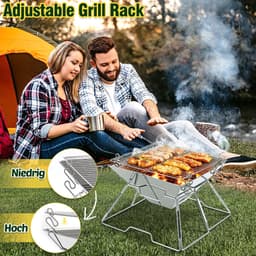 Draagbare Camping Barbecue – Opvouwbare Houtskool BBQ voor Tuin, Balkon en Picknick — thumbnail 4