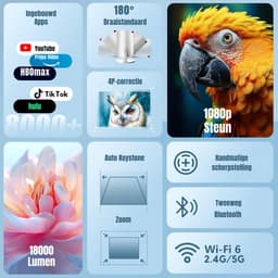 Zyrex® Draagbare beamer - Beamer - Projector - Mini Beamer - Wit - 14cm x 8cm x 9cm — thumbnail 2