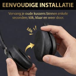 Somstyle Oorkussens Geschikt voor Jabra Evolve2 65 Flex Koptelefoon - 2 Stuks - Eiwitleer - Zwart — thumbnail 5