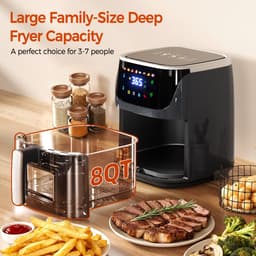 Jently air fryer - elektrische friteuse - anti-aanbakmand - familiegrootte - touch screen - 8 in 1 - 7 liter — thumbnail 3