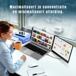 MIRA® Professionele Portable Monitor Pro 2024 - Full HD - 13” / 16.5” Tri-Screen - Laptop Scherm Uitbreider - Zwart - ‎36cm x 21cm x 4cm — thumbnail 2