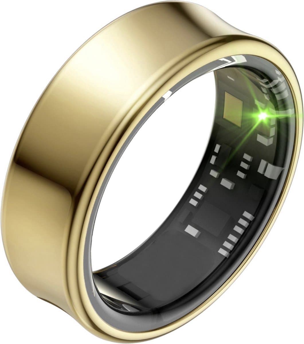Focus® S2 Smart Ring - Mat Goud - Maat 6 - Hartslag - Menstruatiecyclus - Slaap Monitor - Slimme Ring - Sport Prestatie - Stappenteller -IP68 Waterdicht - O2 Meting - Dames - Heren - Wearables - Oplaad Case - beschermring — afbeelding 1