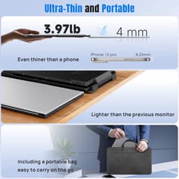 Siaviala P7 2026 nieuwe Laptop Schermverlenger, 15.6" ultralichte draagbare triplescherm voor laptops met 1080P FHD IPS-scherm, plug-and-play monitorverlenger met twee USB-C/HDMI-kabels voor Mac/Windows/Android, geschikt voor laptops van 13-17" — thumbnail 3