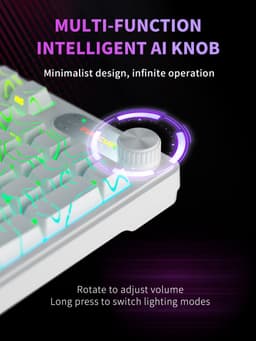 FURYCUBE IP98 - 95% Bedraad Gaming Toetsenbord - 98keys - RGBVerlicht toetsenbord -TFT Scherm - Multifunctionele Draaiknop -RGB - Side Printed PBT Keycaps - mechanisch gevoel - Stil toetsenbord - Comfortable to the touch -White Contour Line — thumbnail 2