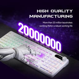 FURYCUBE IP98 - 95% Bedraad Gaming Toetsenbord - 98keys - RGBVerlicht toetsenbord -TFT Scherm - Multifunctionele Draaiknop -RGB - Side Printed PBT Keycaps - mechanisch gevoel - Stil toetsenbord - Comfortable to the touch -White Contour Line — thumbnail 3