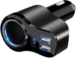 Sigarettenaansteker-aansluiting splitter dubbele USB-multidirectionele oplader — thumbnail 1