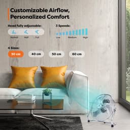 AERSON vloerventilator 30 cm | waaier met drie standen 55W | staande ventilator | hoge luchtstroom | robuuste metalen uitvoering | hellingshoek ca. 110 graden — thumbnail 4