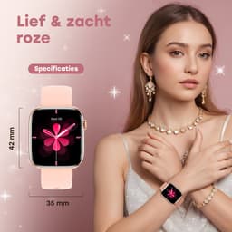 Bizoule Smartwatch Beso - Smartwatch Dames & Heren - Rosé-Goud - 40mm - Horloge met Belfunctie - AMOLED Full HD - Bloeddrukmeter - Stappenteller - Android en iOS — thumbnail 4