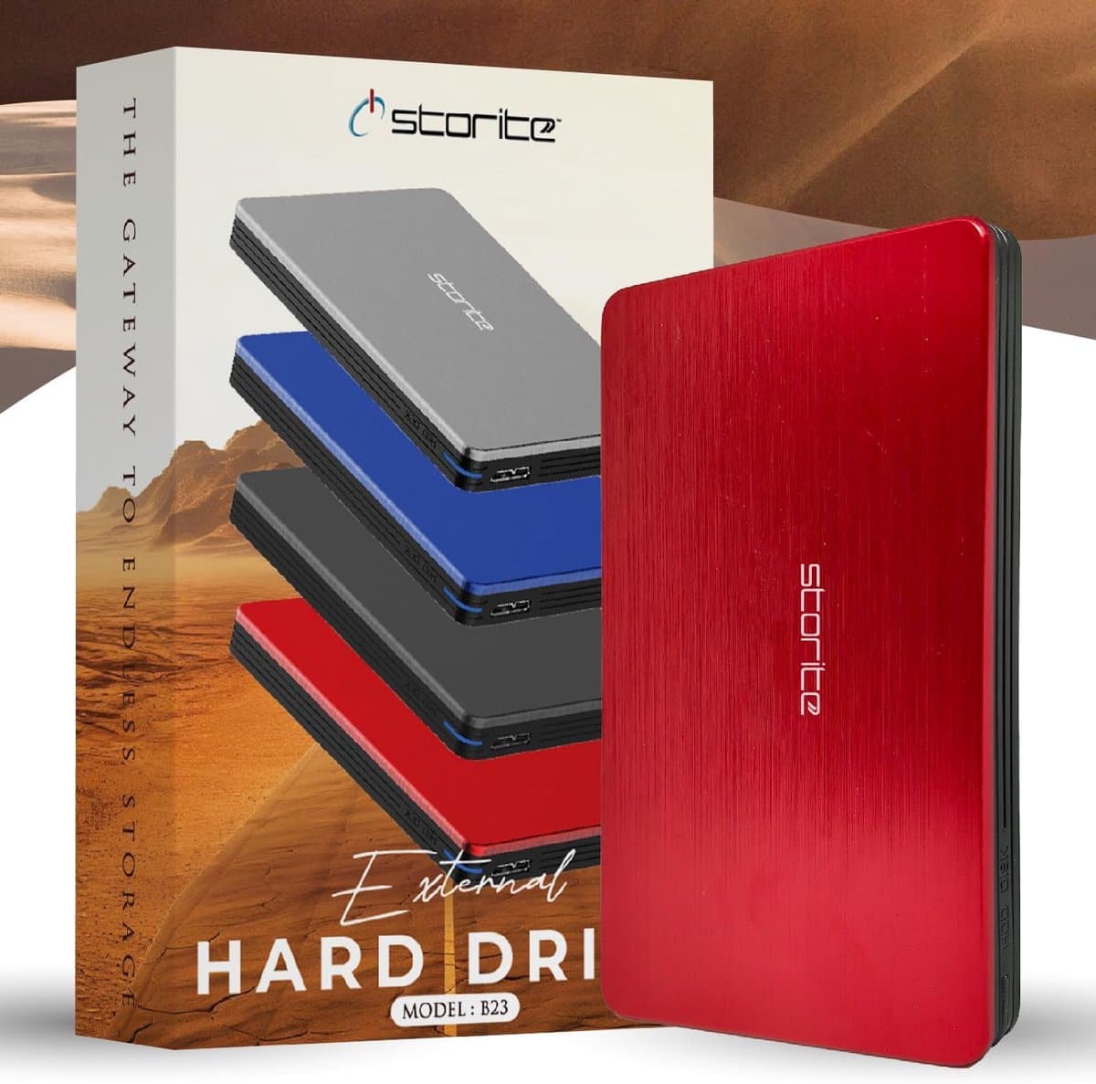 Externe Harde Schijf - Draagbare Opslag - Data Back-up - Snelle USB 3.0 - 1 TB Capaciteit - Rood — afbeelding 1