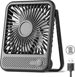 USB-bureauventilator - krachtige - ultrastille - kleine persoonlijke ventilator met 180° kantel- en inklapfunctie en 3 instelbare snelheden - USB-C-voeding met snoer - mini-USB-ventilator voor kantoor, bureau en slaapkamer - GEEN BATTERIJ — thumbnail 1