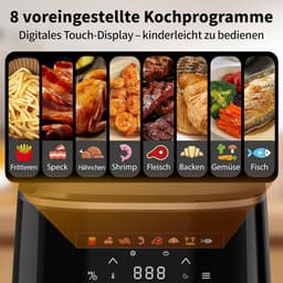 Compacte AirFryer 4.3 Liter met Digitale Touch Display, 1500 Watt en 8 Voorinstellingen — thumbnail 3