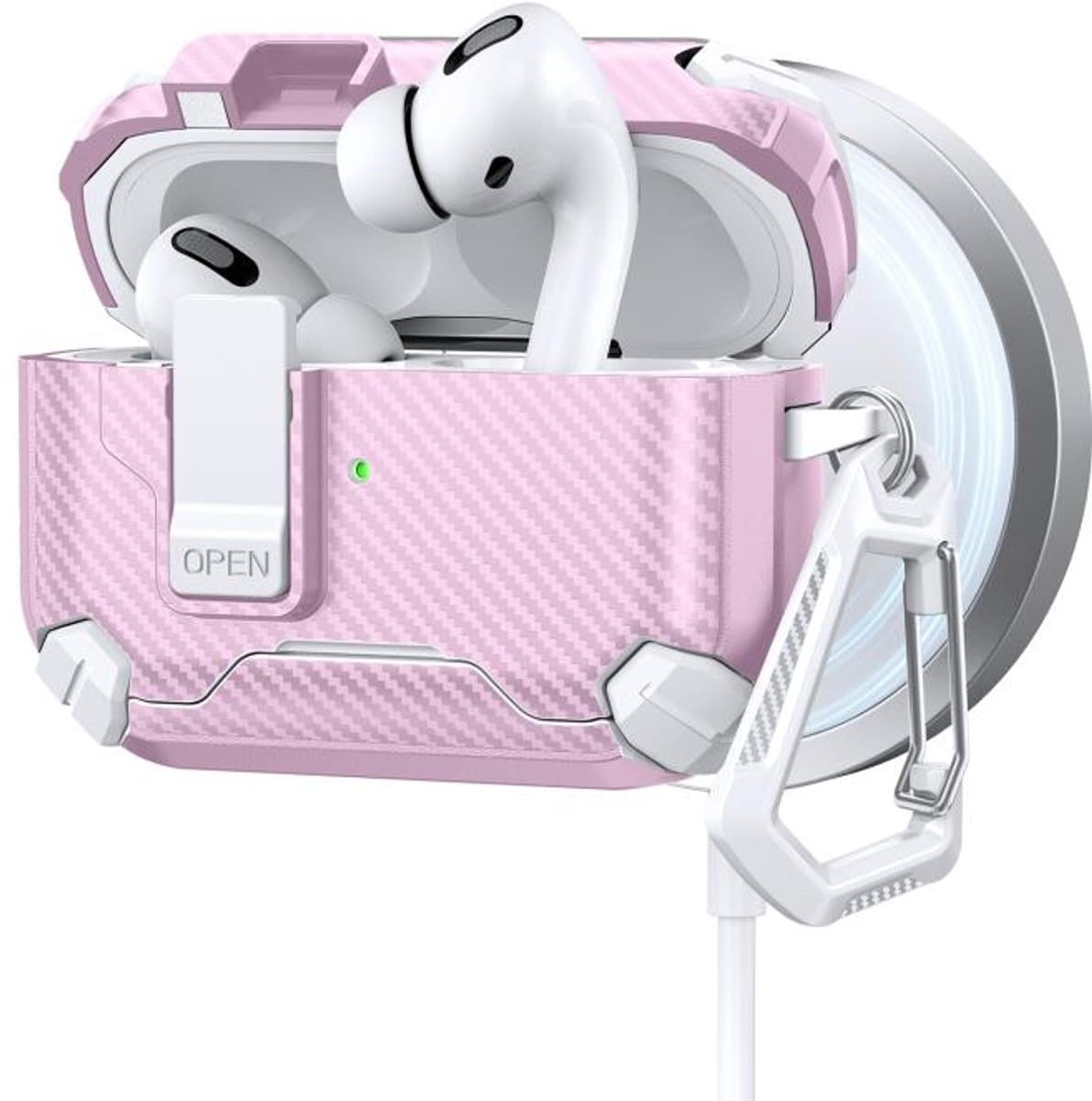 Telestore - AirPods Pro 3 Carbon hard case cover - Carbon hybride roze hoesje Beschermhoes - AirPods pro 3 Cover - hoesje geschikt voor Apple Airpods pro 3 - roze - Carbon hard cover - met MagSafe functie — afbeelding 1