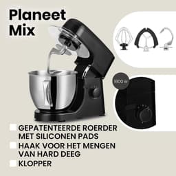 Aura® Mixer met Mengkom - Keukenmachine - Kneedmachine- Zwart- ‎39cm x 35cm x 25cm — thumbnail 5
